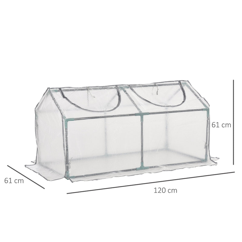Outsunny Mini Greenhouse With 2 Windows, Plant Flower Herbs Growing, PE, 120 x 61 x 61cm