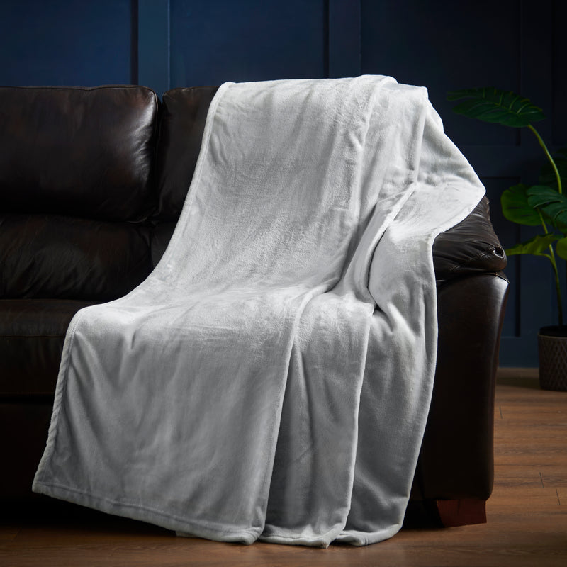 Lewis's Super Soft Flannel Throw - Silver