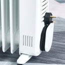 HOMCOM 2180W White Oil Filled Radiator, 9 Fin Portable Heater w/ Timer Remote Control White Safety Cut-Off and Remote Control White Radiator Settings