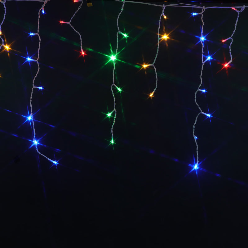 Christmas Sparkle Outdoor Icicle Lights x 400 Multi Coloured LEDs - Mains Operated