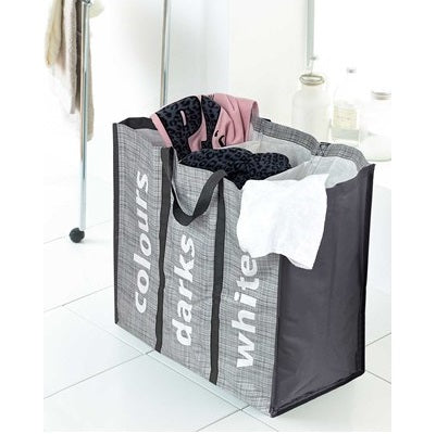 Country Club Laundry Bag with 3 Sections 70x50x25cm Grey