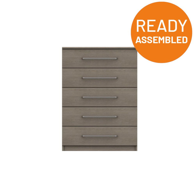 Windsor Ready Assembled Chest of Drawers with 5 Drawers - Beige Grey Oak
