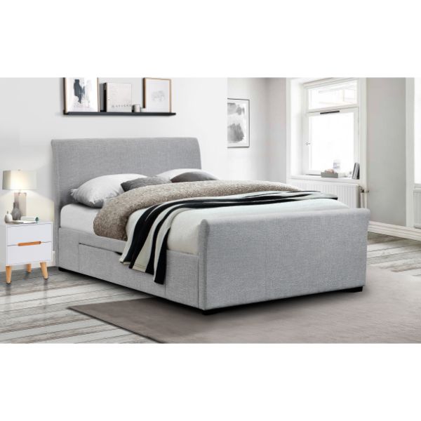 Capri Fabric Bed With Drawers Light Grey King 150cm