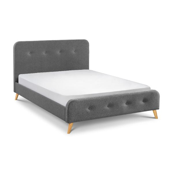 Astrid Curved Retro Buttoned Double Bed 135cm Grey