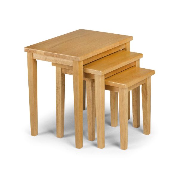 Cleo Nest Of 3 Tables Natural Oak Finish