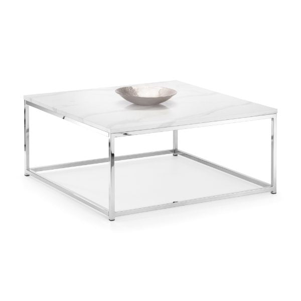 Scala Coffee Table 90cm White Marble & Chrome