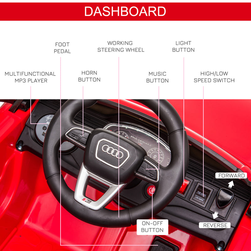 HOMCOM Kids Electric Ride On Car Audi RS Q8 6v - Red