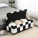 HOMCOM 114 x 47 x 47cm Velvet Storage Ottoman, Button-tufted Footstool Box