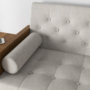 HOMCOM 3-Seater Sofa Bed Click-Clack Button-Tufted Settee Recliner Couch Beige