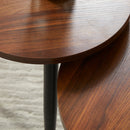 HOMCOM 2 Pieces Round Nesting Coffee Tables with Steel Frame Walnut brown