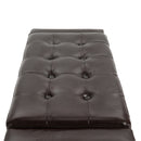 HOMCOM 40x90cm PU Leather Storage Ottoman Bench Wood Frame w/ Tufting Feet Brown