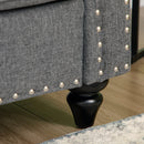 HOMCOM 3 Seater Sofas Fabric Couch with Nailhead Trim and Cushions Grey