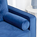 HOMCOM 3-Seater Sofa Velvet Feel Fabric Sofa Couch w/ Cylindrical Pillows, Blue