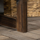 Outsunny Wooden Bench for Two People, Patio Loveseat Chair w/ Slatted Backrest