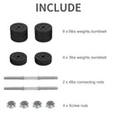 HOMCOM 30KG Adjustable Dumbbells Weight Set Hand Weight for Body Fitness