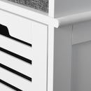 HOMCOM 3-Door Shoe Storage Bench Cushion Seat Slatted Doors Elevated Base White
