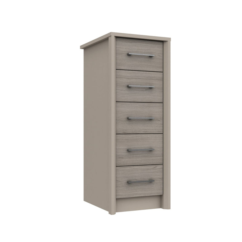 Miley Ready Assembled Chest of Drawers with 5 Drawers Tallboy - Grey Oak