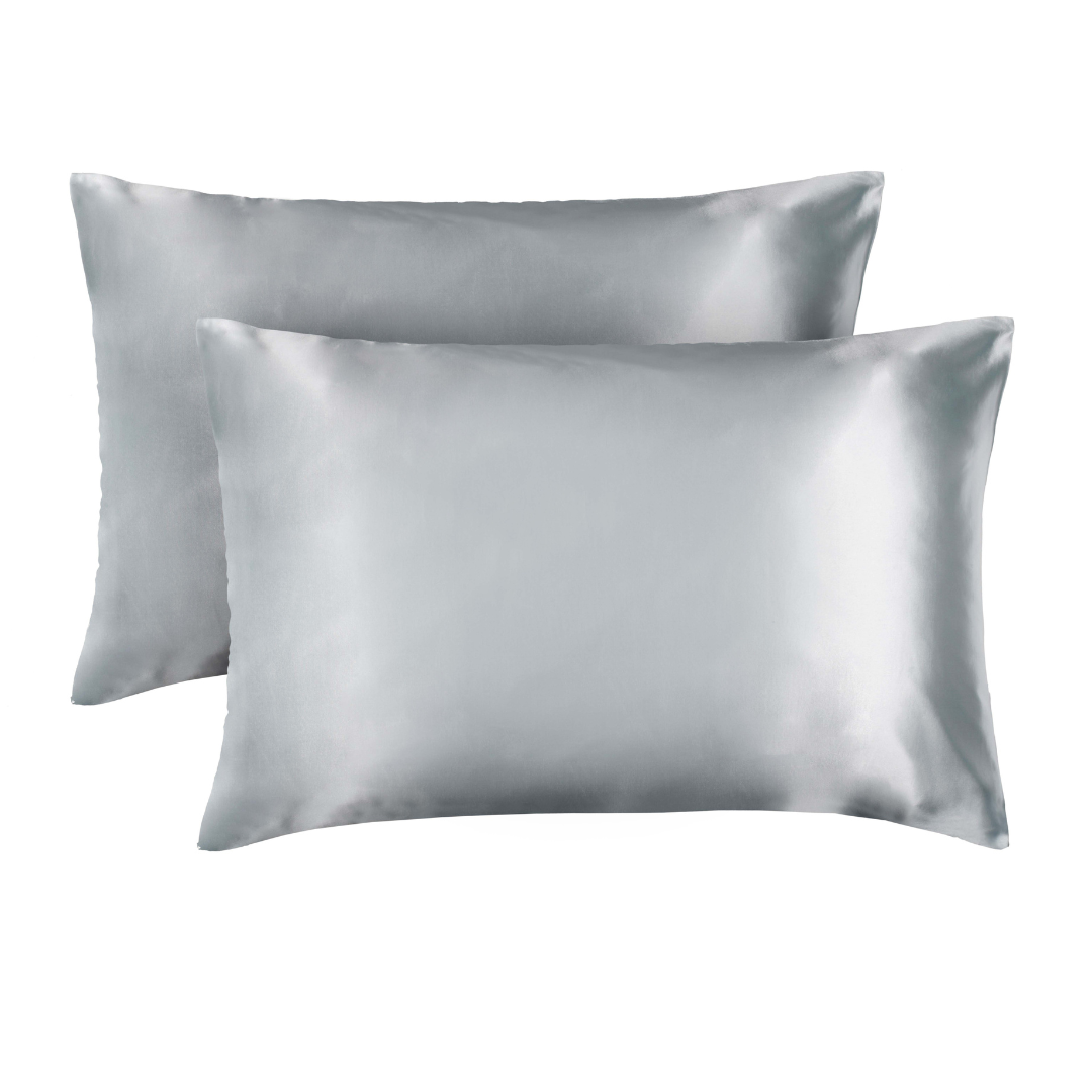 Lewis's Satin Feel 2 Pack Pillowcases Grey