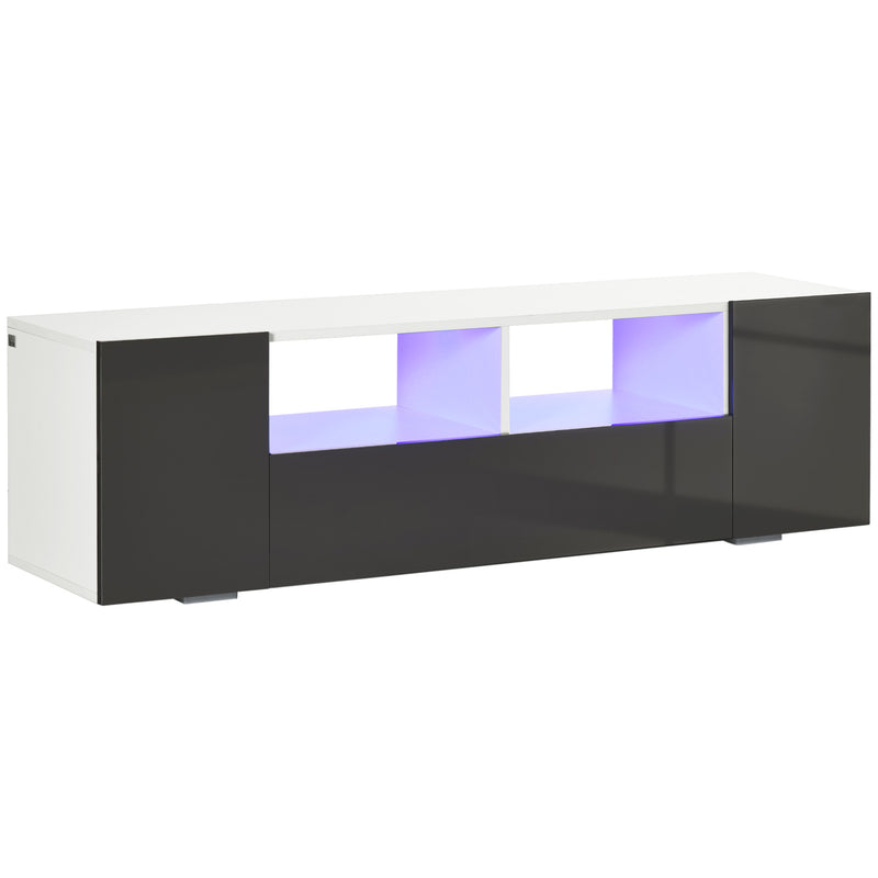 HOMCOM High Gloss TV Stand Cabinet for TVs up to 60" with LED Light and Storage