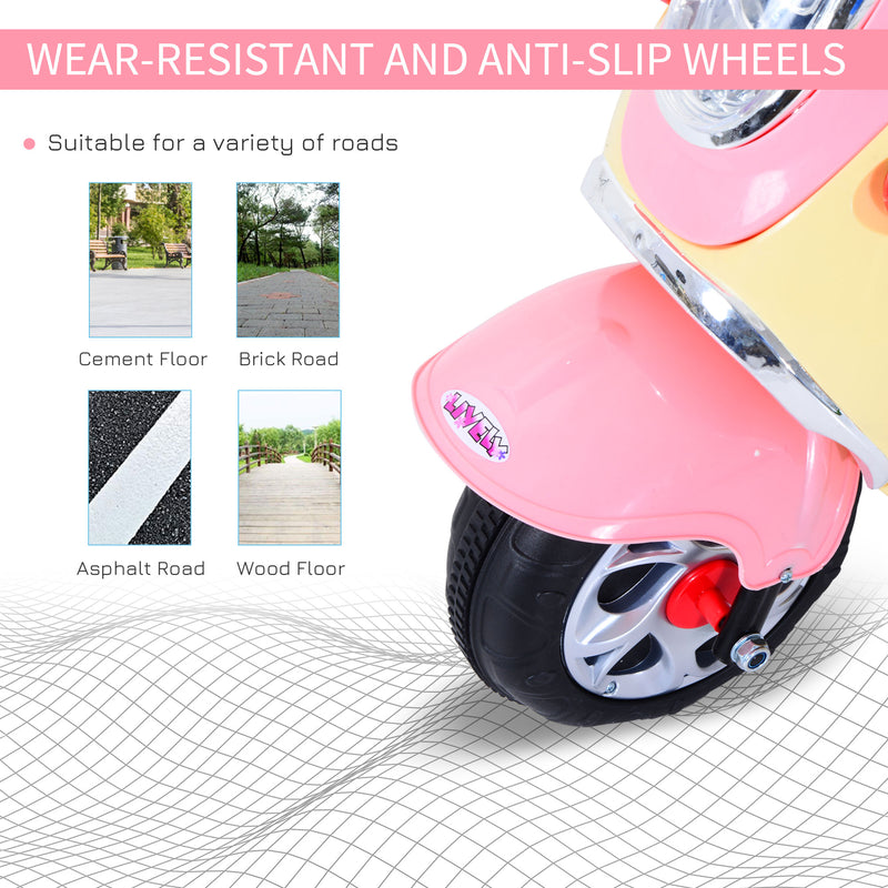 HOMCOM Electric Ride on Toy Tricycle Car - Pink