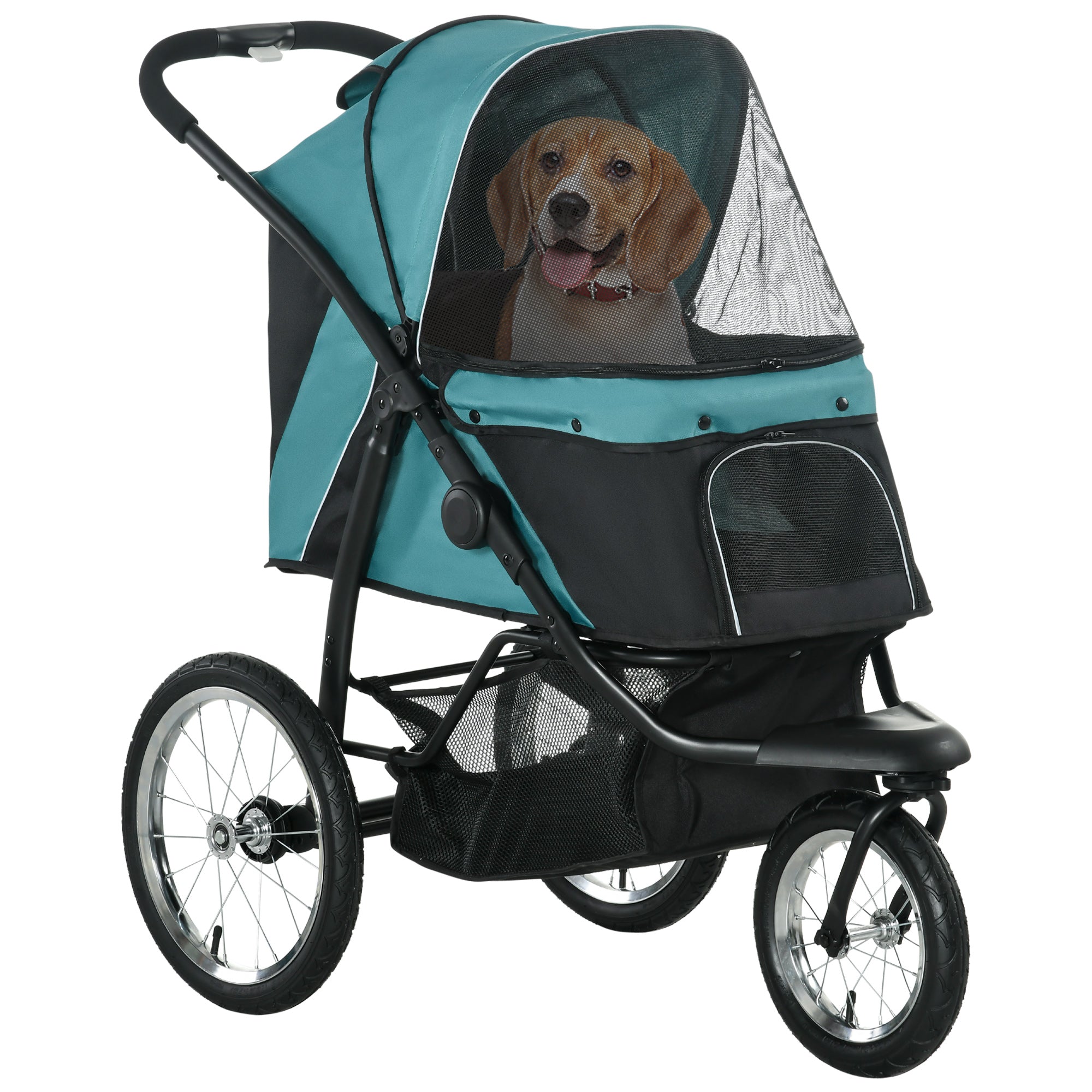 PawHut 3 Wheel Pet Stroller, for Medium Small Dogs, Foldable Cat Pram