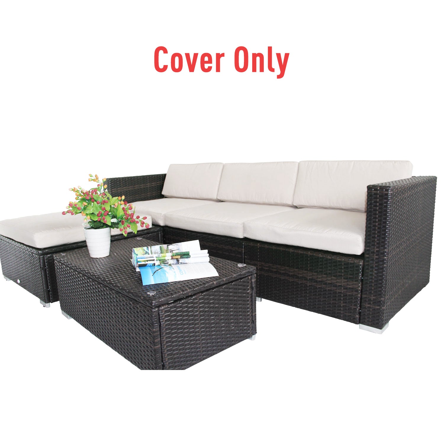 Outsunny 7pc Cream Rattan Wicker Furniture Home Sofa Cushion Cover Rep