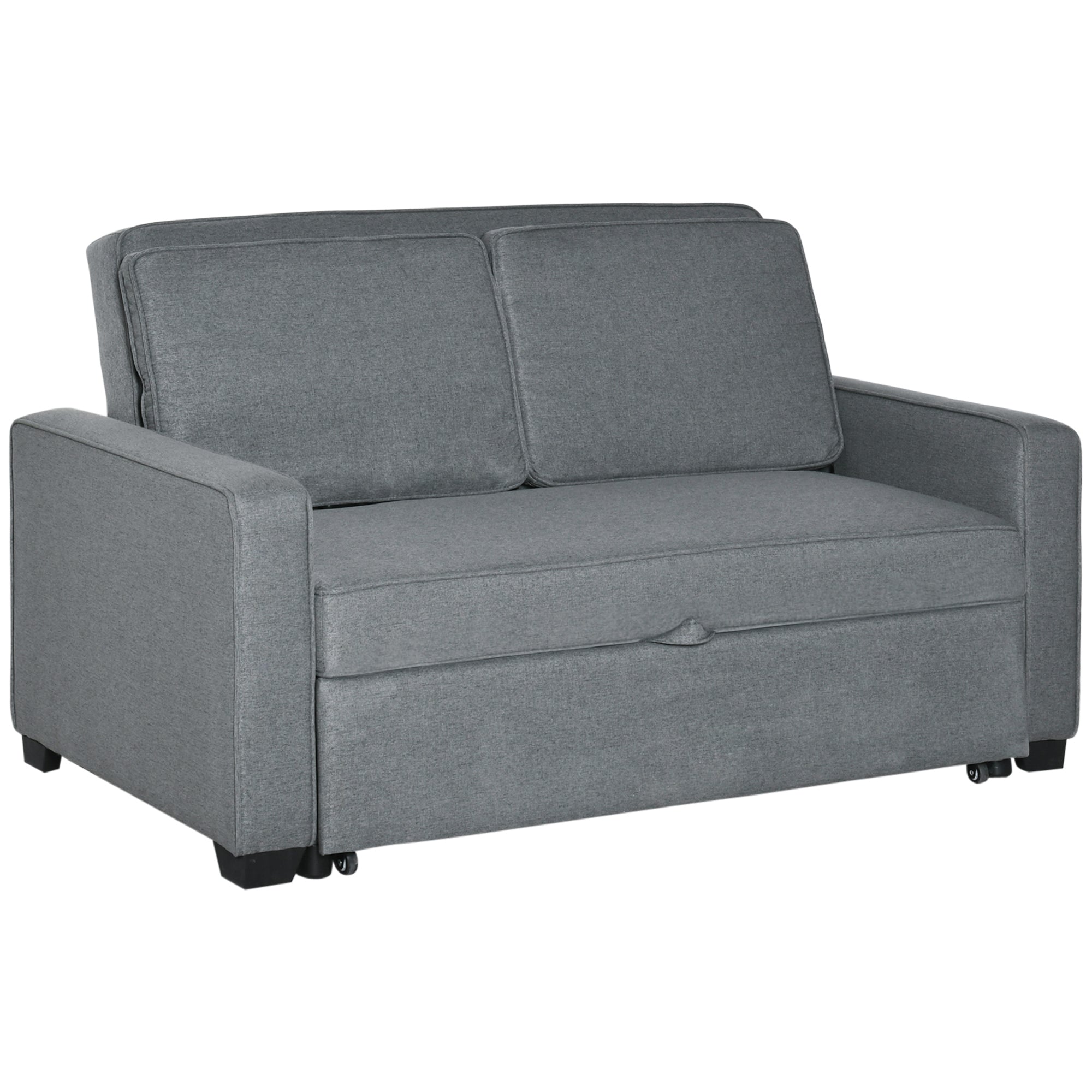 HOMCOM 2 Seater Pull Out Sofa Bed, Fabric Click Clack Sofa Bed With Wo