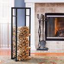 150cm Tall Metal Firewood Log Holder Rack Double Tier w/ Balanced Base Side Rails Indoor Outdoor Traditional Fireplace Log Storage Cradle 150x40cm