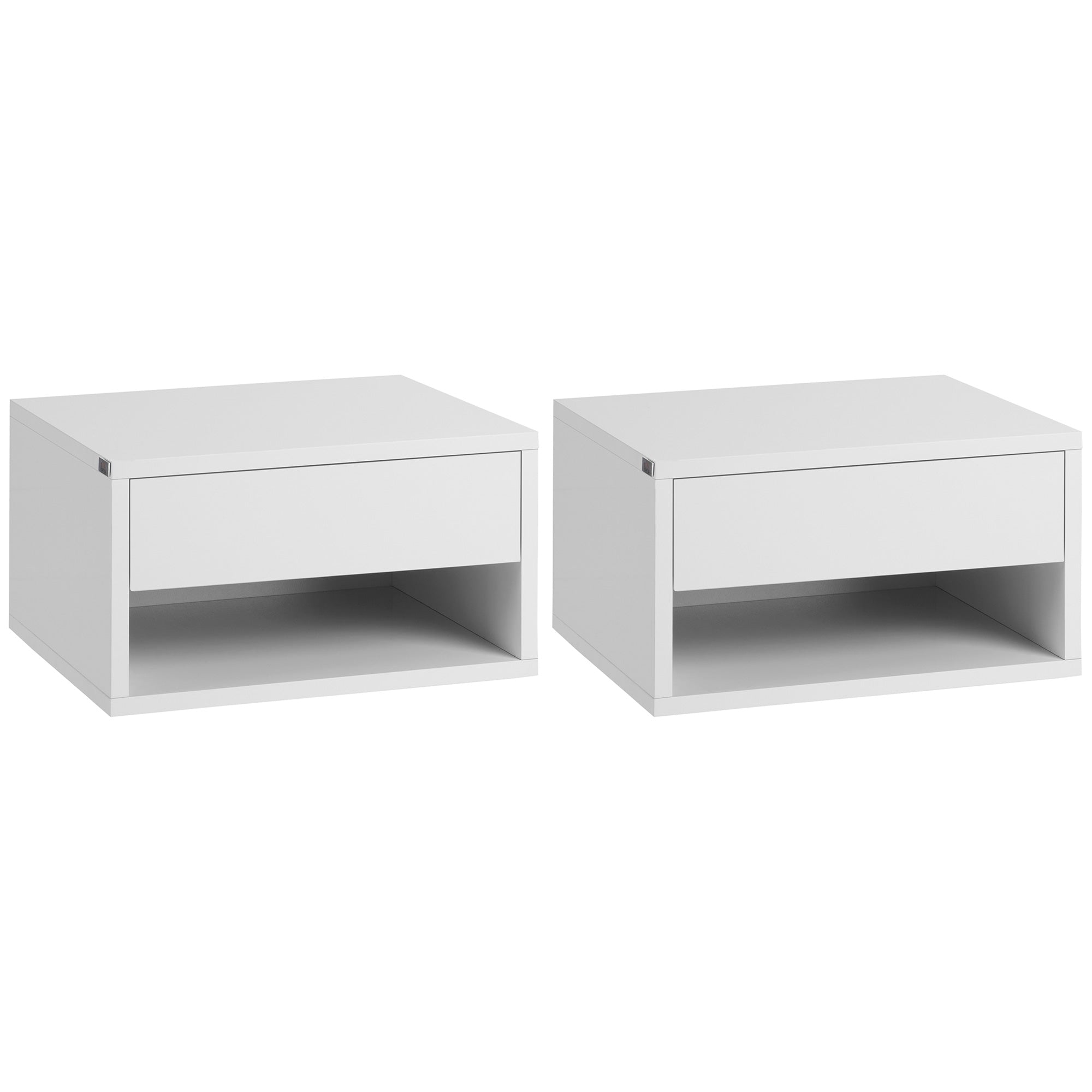 Floating Bedside Table Set of 2 Wall Mounted Nightstand W/ Draw