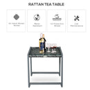 Outsunny Garden Rattan Coffee Table - Grey