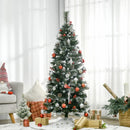 HOMCOM Christmas Tree Snow Dipped Slim 5' with Pine Cones & Berries