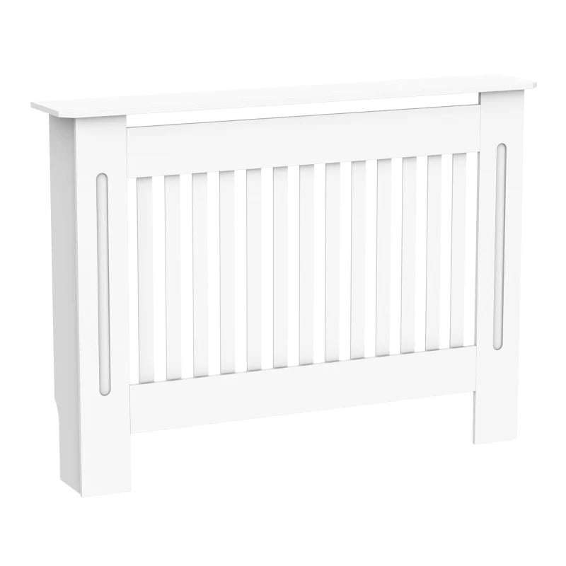 HOMCOM 112x81x19 cm MDF Radiator Cover Painted Slatted Cabinet Lined Grill-White