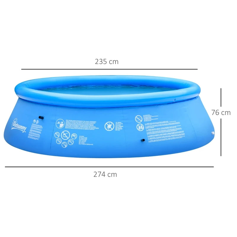 Outsunny Swimming Paddling Pool Round 274cm x 76cm - Blue