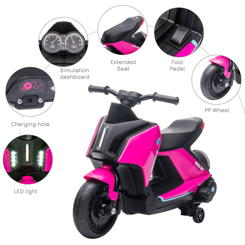 HOMCOM Kids Electric Ride On Motorcycle Bike 6v - Pink