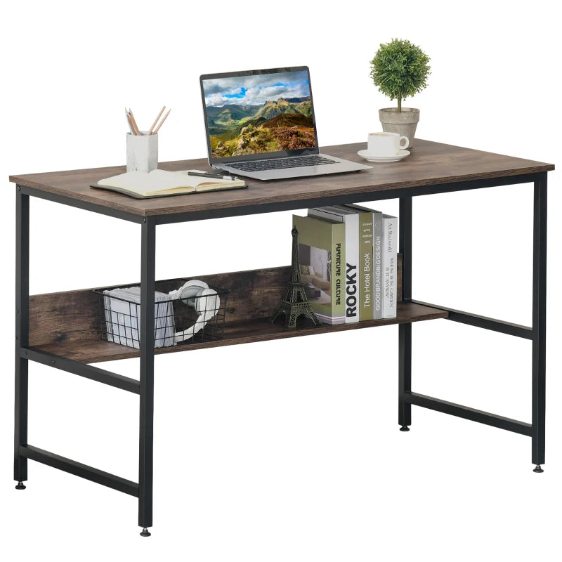 HOMCOM Computer Desk with Shelves - Brown