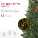 HOMCOM 2.1m Christmas Tree Slim 5' with Berries