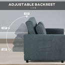 HOMCOM 2 Seater Sofa Bed Convertible Bed Settee With Cushions, Pockets, Grey