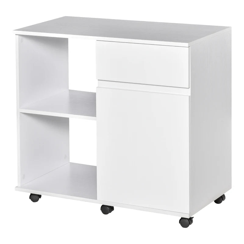 HOMCOM Printer Stand with Open Storage Shelves White