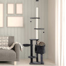 PawHut 5-Tier Grey Sisal Multi-Level Cat Tree Tower with Scratching Posts