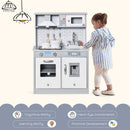 Kids Kitchen Play Cooking Toy Set w/ Sound & Light, for 3-6 Years Old, Grey