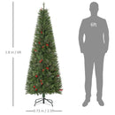 HOMCOM 1.8m Christmas Tree Slim 5' with Berries