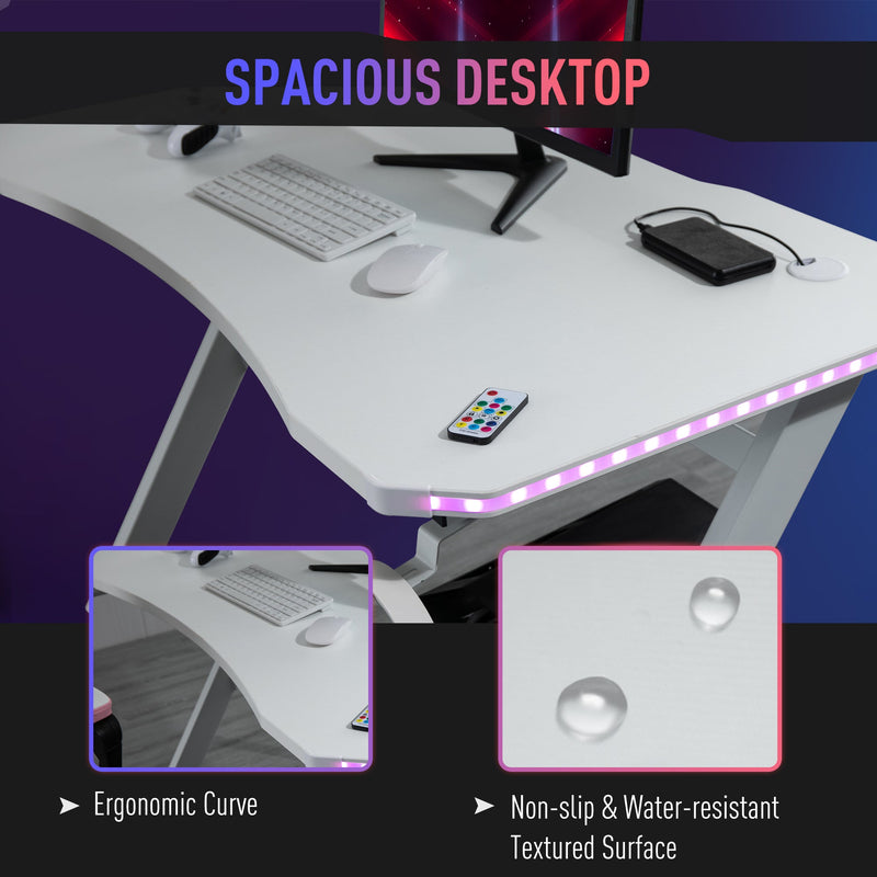 HOMCOM Gaming Desk White 1.2m