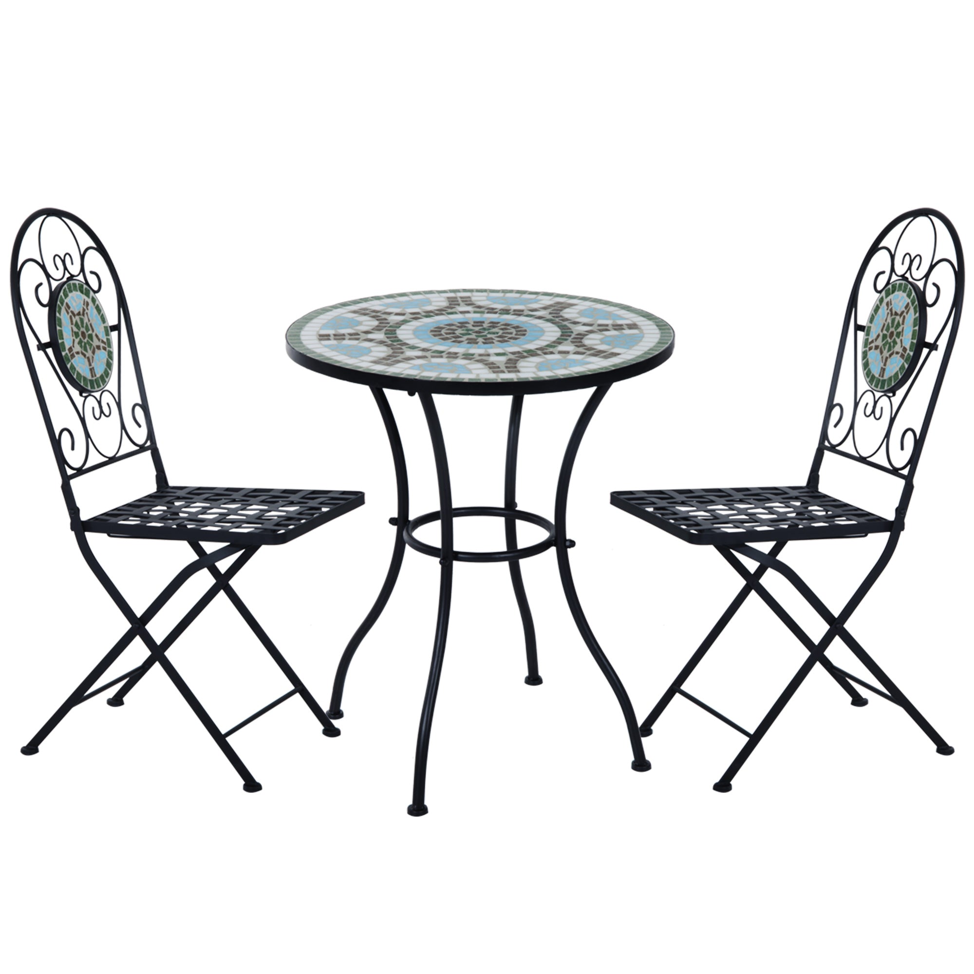 Outsunny Outdoor 3pc Bistro Set Dining Folding Chairs Patio Furniture