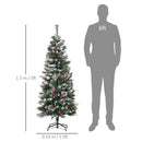 HOMCOM Christmas Tree Snow Dipped Slim 5' with Pine Cones & Berries