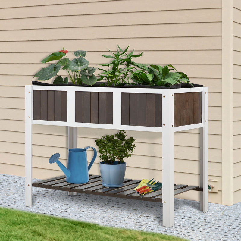Outsunny Wooden Planter Raised Elevated Garden Bed