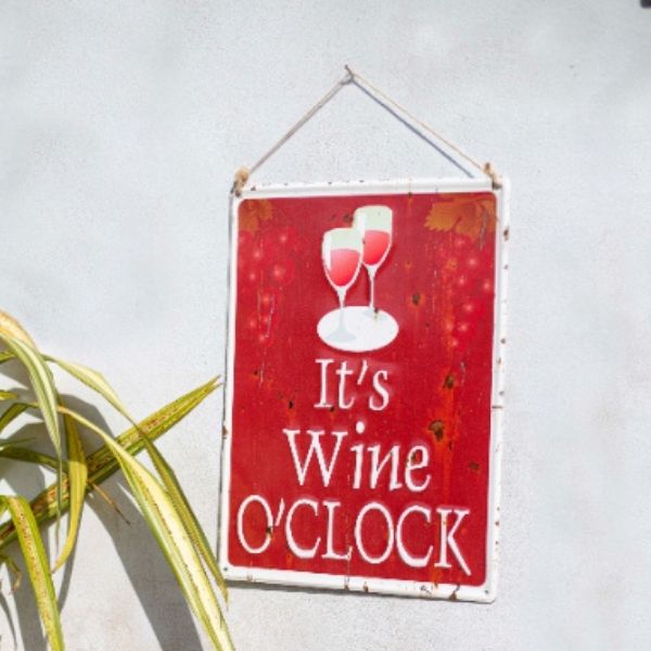 La Hacienda Wall Art - It's Wine O'clock Embossed Metal Sign