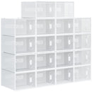 HOMCOM 18PCS Stackable Clear Plastic Shoe Storage Box for UK/EU Size 12/46