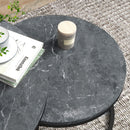 HOMCOM 2 Pcs Stacking Coffee Table Set Steel Frame Marble-Effect Top Foot Pads