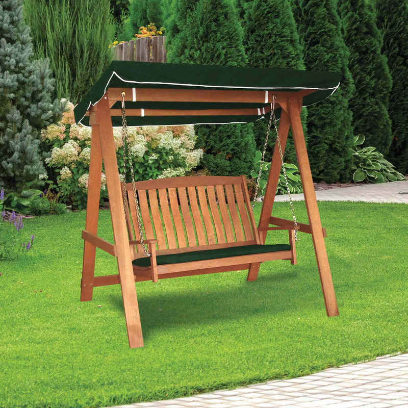 Silver & Stone Tropicana Two Seater Wooden Swing With Canopy and Cushion Seat