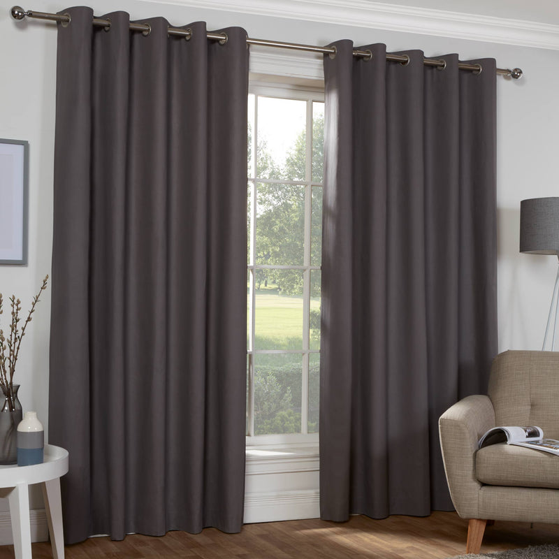 Naples Eyelet Curtains - Pure Cotton - Charcoal Grey
